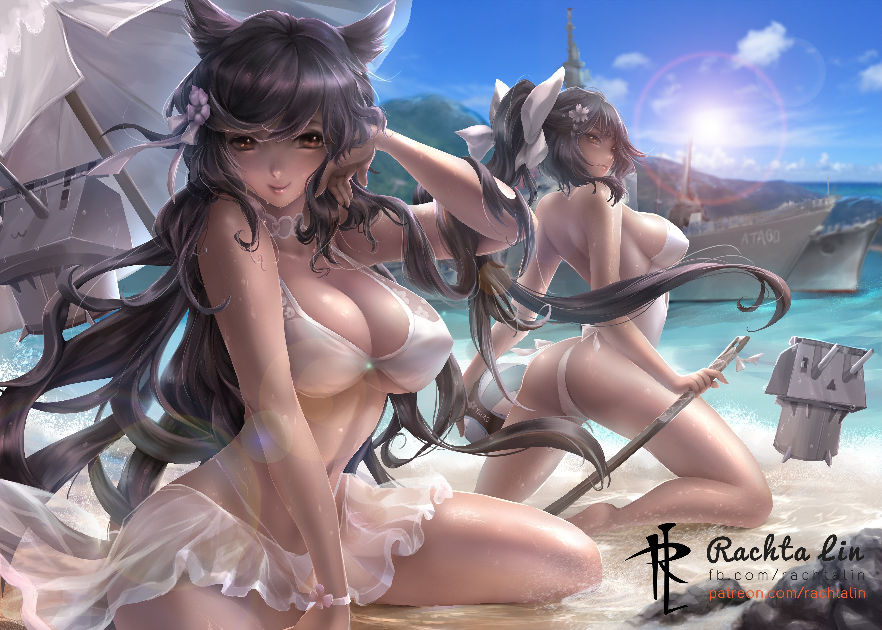 Azur Lane Atago x Takao Swimsuit Art Print